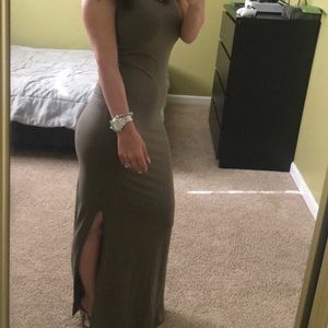 Long Olive dress split both sides